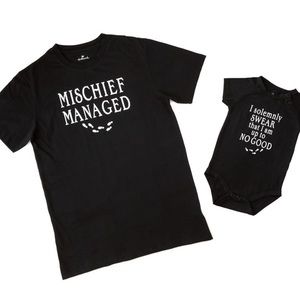 HALLMARK HARRY POTTER ADULT TEE & BABY ONESIE SET NEW